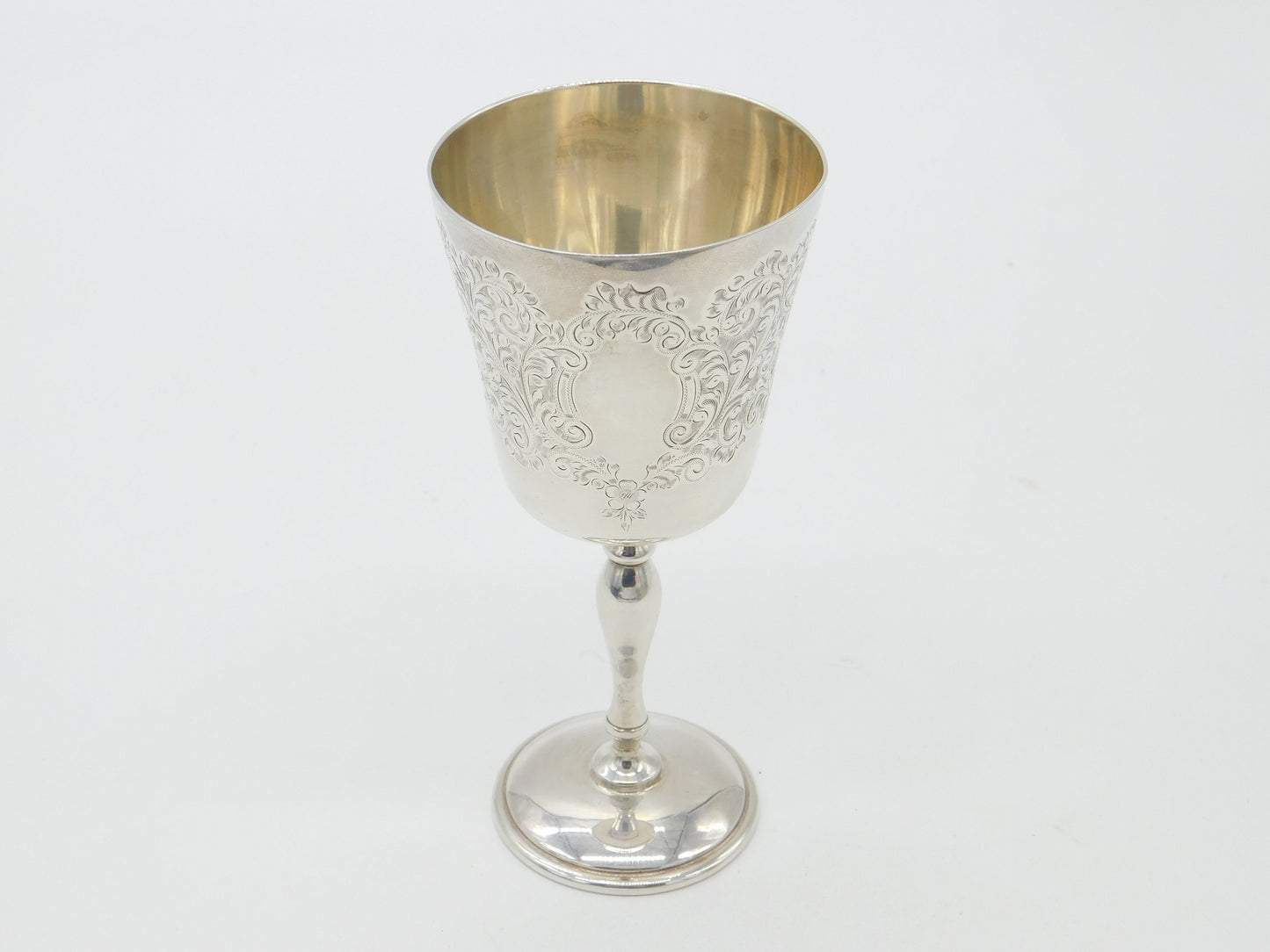 Sterling Silver Floral Pattern Wine Goblet or Chalice Vintage 1963 Birmingham