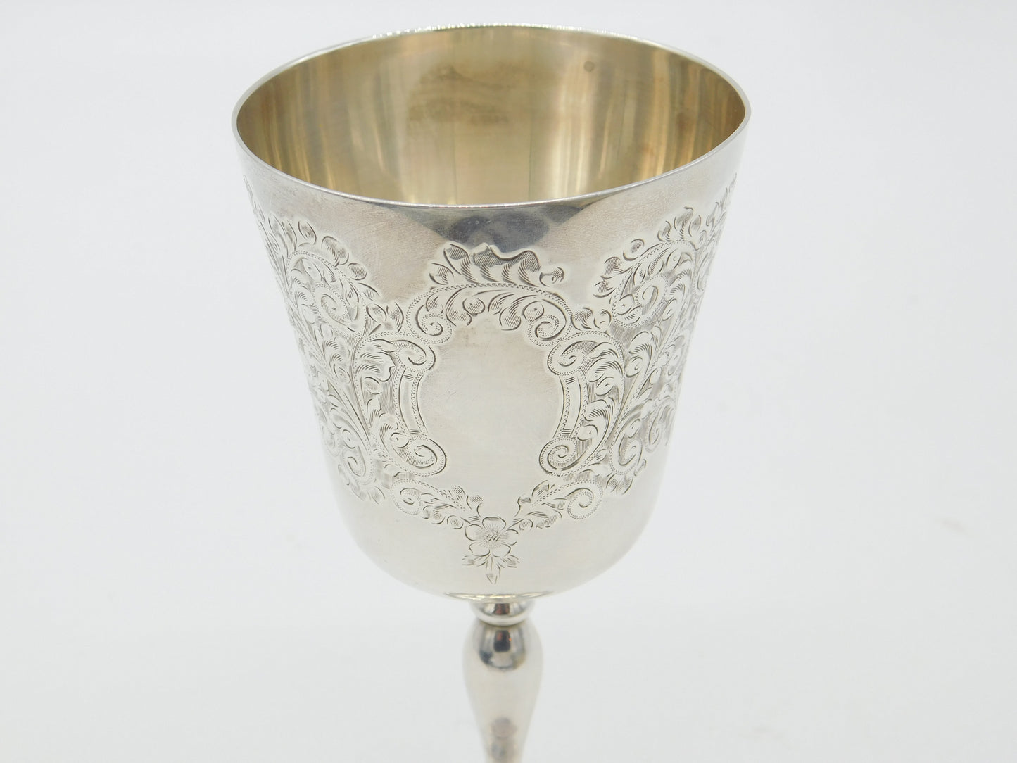 Sterling Silver Floral Pattern Wine Goblet or Chalice Vintage 1963 Birmingham