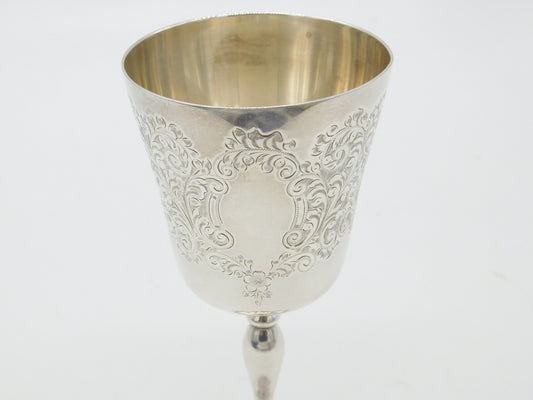 Sterling Silver Floral Pattern Wine Goblet or Chalice Vintage 1963 Birmingham