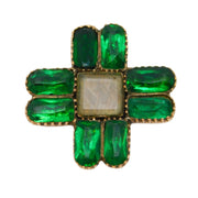 George III 15ct Rose Gold, Green Paste, Hair Set Cross Mourning Brooch Antique c1790