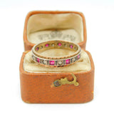 9ct Gold, Natural Ruby & Spinel Set Full Eternity Ring Vintage c1960 Size Q UK