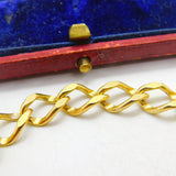 9ct Yellow Gold Curb Link Charm Bracelet with Heart Lock Clasp Vintage Sheffield