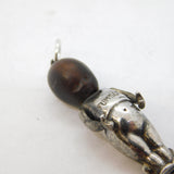 WW1 Period Sterling Silver & Wooden 'Fumsup' Lucky Charm Pendant Antique c1915