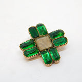 George III 15ct Rose Gold, Green Paste, Hair Set Cross Mourning Brooch Antique c1790