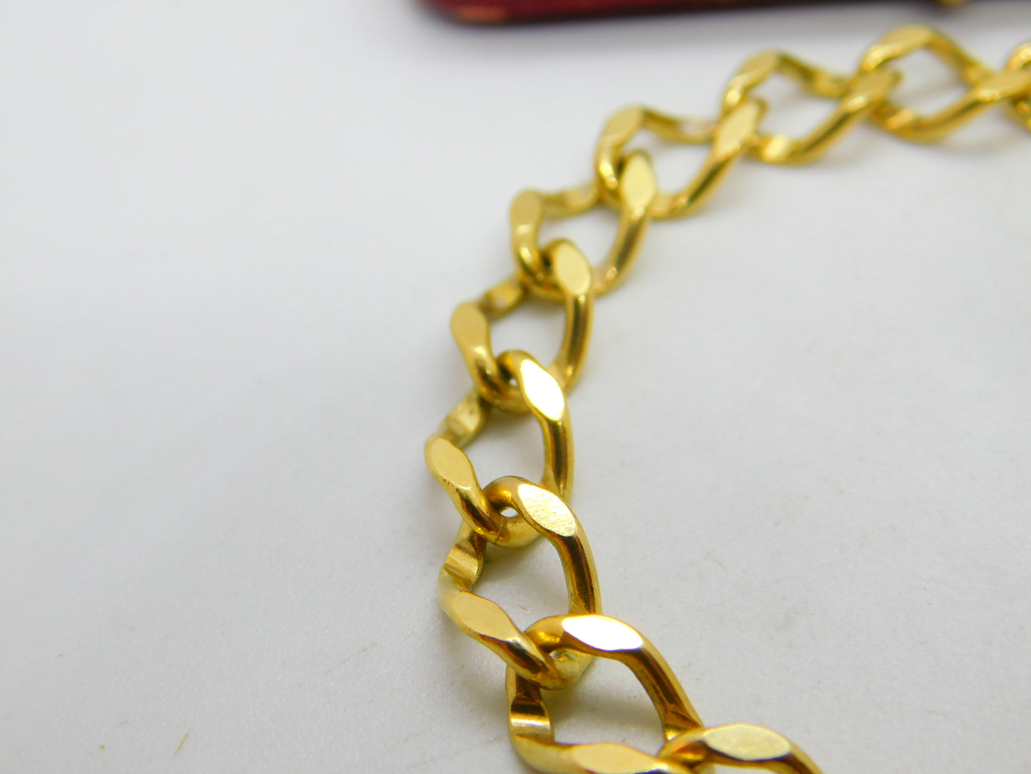 9ct Yellow Gold Curb Link Charm Bracelet with Heart Lock Clasp Vintage Sheffield