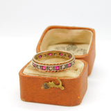 9ct Gold, Natural Ruby & Spinel Set Full Eternity Ring Vintage c1960 Size Q UK