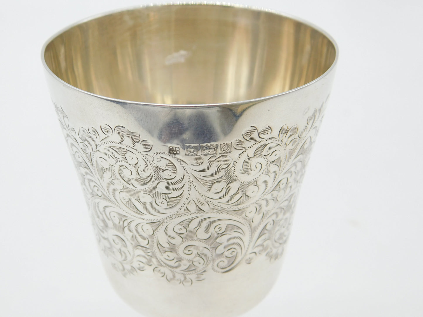 Sterling Silver Floral Pattern Wine Goblet or Chalice Vintage 1963 Birmingham