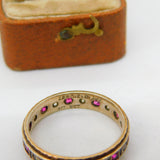 9ct Gold, Natural Ruby & Spinel Set Full Eternity Ring Vintage c1960 Size Q UK