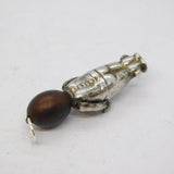 WW1 Period Sterling Silver & Wooden 'Fumsup' Lucky Charm Pendant Antique c1915