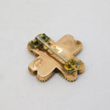George III 15ct Rose Gold, Green Paste, Hair Set Cross Mourning Brooch Antique c1790