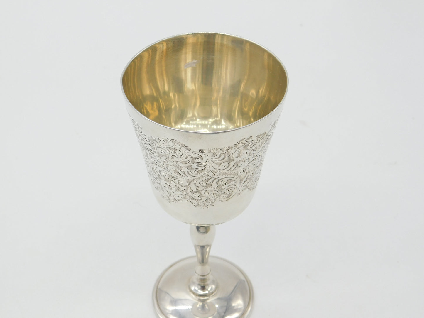 Sterling Silver Floral Pattern Wine Goblet or Chalice Vintage 1963 Birmingham