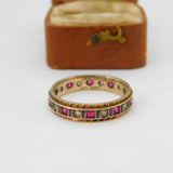 9ct Gold, Natural Ruby & Spinel Set Full Eternity Ring Vintage c1960 Size Q UK
