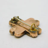 George III 15ct Rose Gold, Green Paste, Hair Set Cross Mourning Brooch Antique c1790