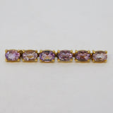 9ct Yellow Gold Six-Stone Amethyst Set Bar Brooch Vintage 1989 Birmingham