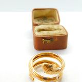 9ct Yellow Gold Victorian Style Coiled Snake Statement Ring Vintage c1990