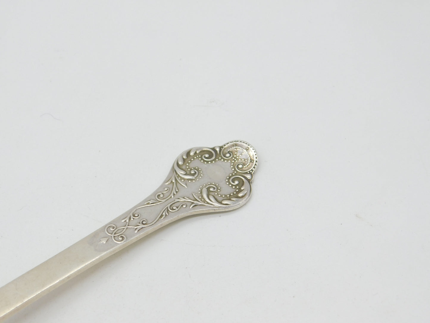 Edwardian Sterling Silver Floral Picture Back Medieval Style Spoon Antique 1909