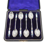 WW1 Sterling Silver Enamel Nurse Pattern Teaspoons Antique 1914 Birmingham