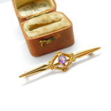 9ct Yellow Gold and Amethyst Set Bar Brooch 1933 Birmingham Vintage