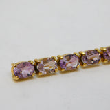 9ct Yellow Gold Six-Stone Amethyst Set Bar Brooch Vintage 1989 Birmingham