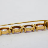9ct Yellow Gold Six-Stone Amethyst Set Bar Brooch Vintage 1989 Birmingham