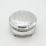 Sterling Silver 'P' Initial Circular Jewellery Box Antique 1918 Birmingham Deco