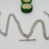Victorian Sterling Silver Double Albert Watch Chain Antique 1898 Birmingham