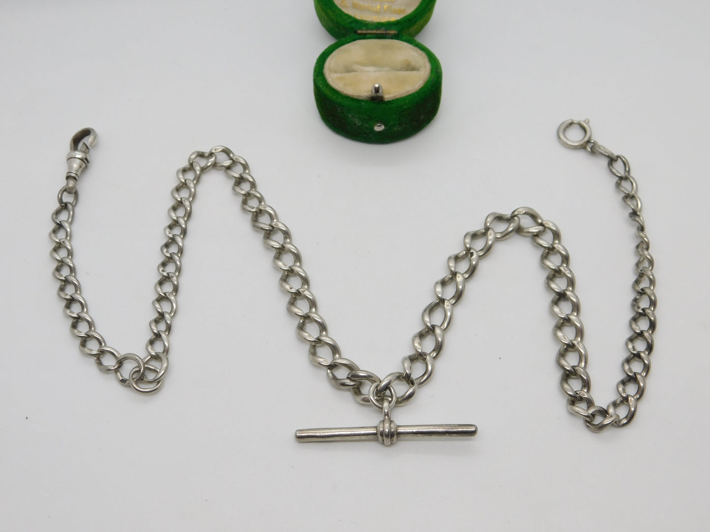 Victorian Sterling Silver Double Albert Watch Chain Antique 1898 Birmingham