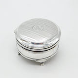 Sterling Silver 'P' Initial Circular Jewellery Box Antique 1918 Birmingham Deco