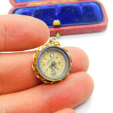 9ct Yellow Gold Working Compass Fob or Pendant Vintage 1967 London