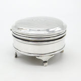 Sterling Silver 'P' Initial Circular Jewellery Box Antique 1918 Birmingham Deco