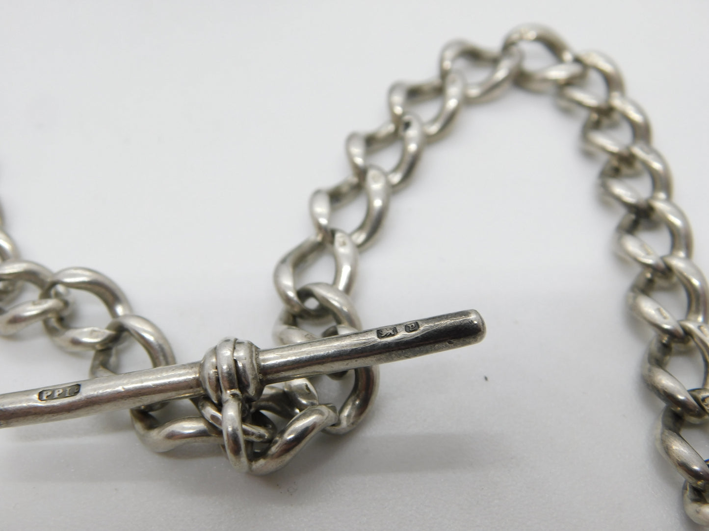 Victorian Sterling Silver Double Albert Watch Chain Antique 1898 Birmingham