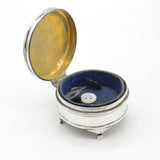 Sterling Silver 'P' Initial Circular Jewellery Box Antique 1918 Birmingham Deco