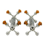 Sterling Silver, Grante, Citrine Scottish Thistle Knife Rest Pair Antique 1927 Birmingham