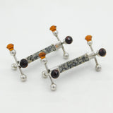 Sterling Silver, Grante, Citrine Scottish Thistle Knife Rest Pair Antique 1927 Birmingham