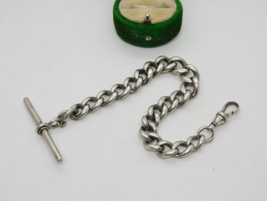 Edwardian Sterling Silver Graduating Short Albert Watch Chain Antique 1904