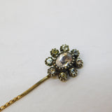 George III 9ct Rose Gold Crystal Set Floral Stick Pin Antique c1790