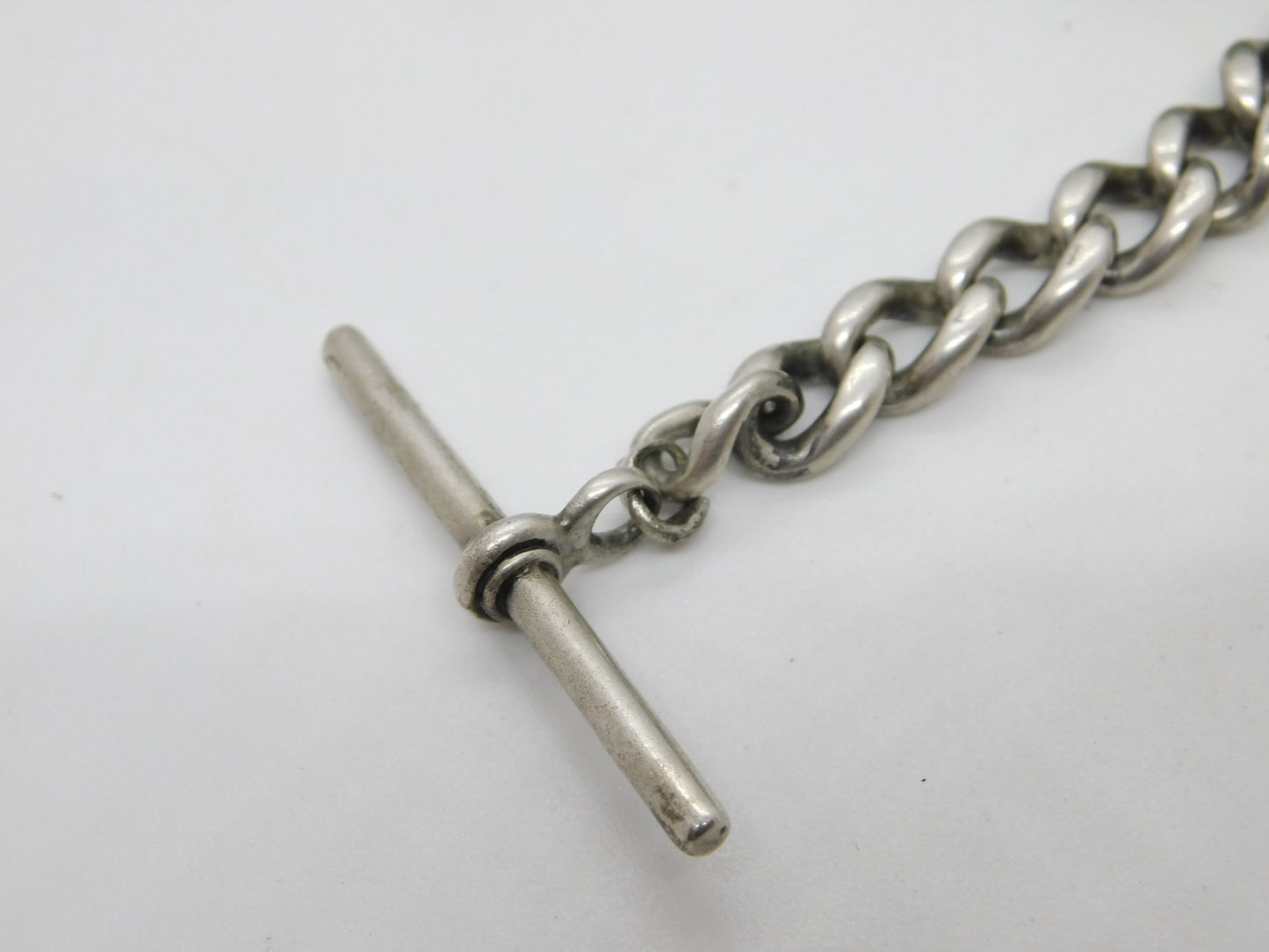 Edwardian Sterling Silver Graduating Short Albert Watch Chain Antique 1904