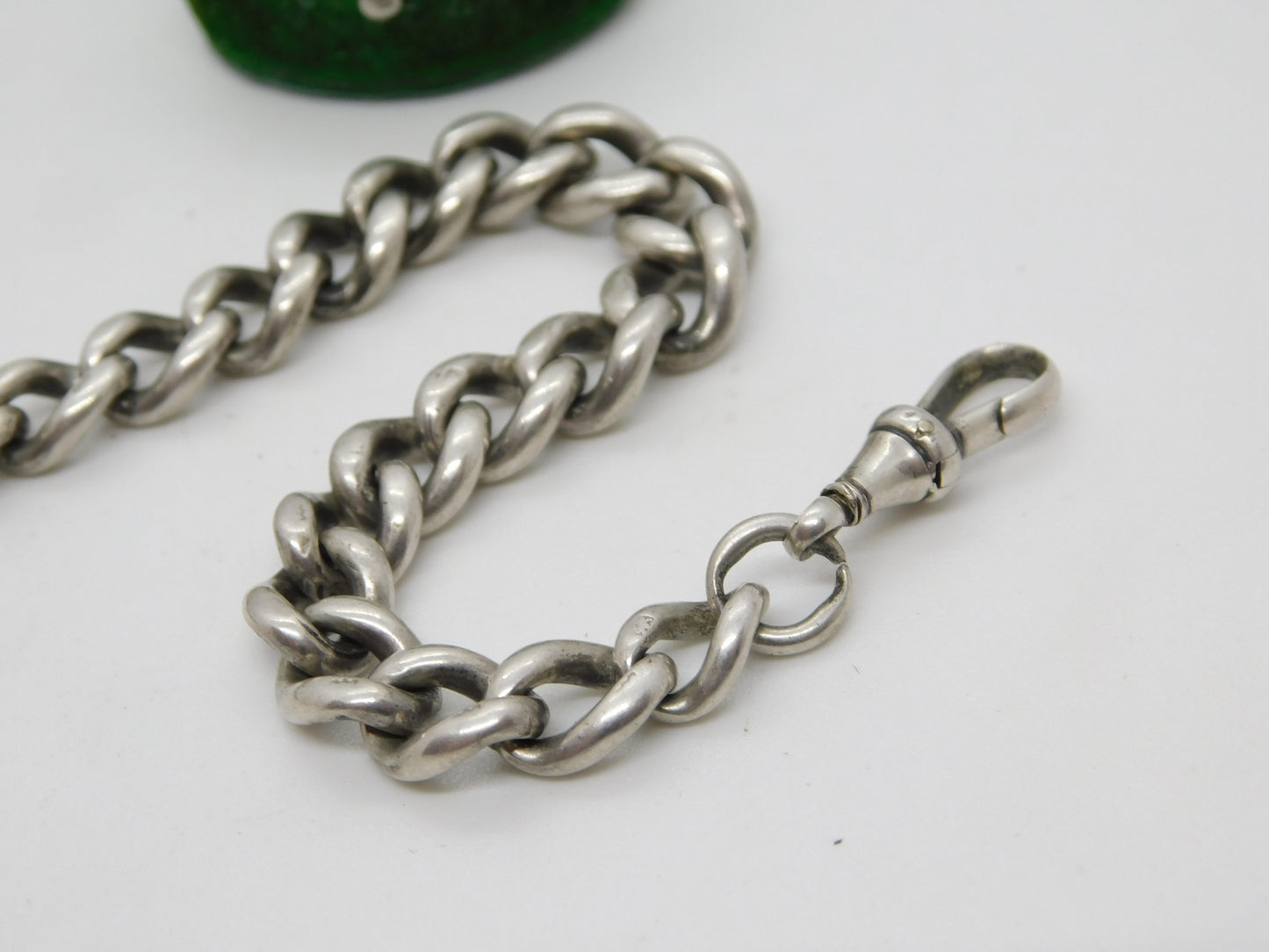 Edwardian Sterling Silver Graduating Short Albert Watch Chain Antique 1904