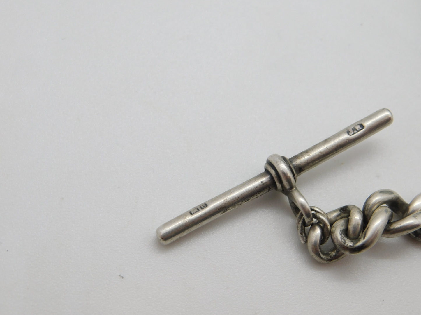 Edwardian Sterling Silver Graduating Short Albert Watch Chain Antique 1904