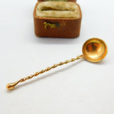 9ct Yellow Gold Twisted Stem Salt Spoon 1993 London Vintage