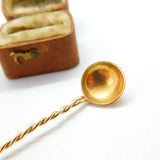 9ct Yellow Gold Twisted Stem Salt Spoon 1993 London Vintage