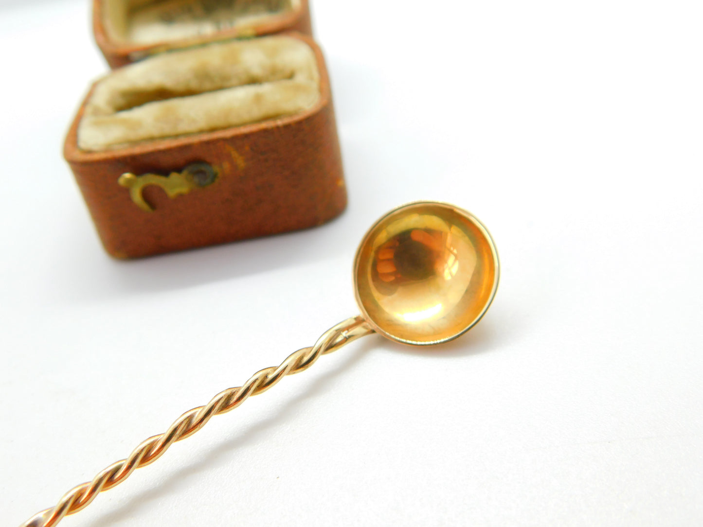 9ct Yellow Gold Twisted Stem Salt Spoon 1993 London Vintage