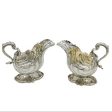 William IV Pair of Sterling Silver Rococo Sauce Boats Antique 1832 London