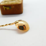 9ct Yellow Gold Twisted Stem Salt Spoon 1993 London Vintage