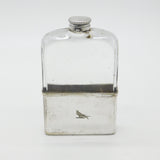 Edwardian Silver Plate & Glass Large Hip Flask with Stirrup Cup Antique c1910