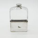 Edwardian Silver Plate & Glass Large Hip Flask with Stirrup Cup Antique c1910