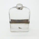 Edwardian Silver Plate & Glass Large Hip Flask with Stirrup Cup Antique c1910