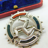 Victorian Sterling Silver, Bloodstone & Agate 'Three Legs Of Mann' Brooch c1890