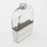 Edwardian Silver Plate & Glass Large Hip Flask with Stirrup Cup Antique c1910