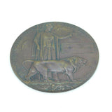 WW1 Bronze Death Penny or Plaque 'Alfred Allard' Antique c1915